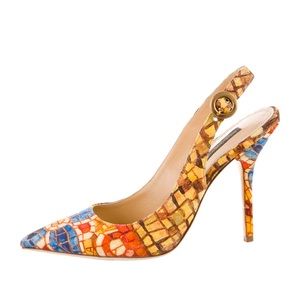 Dolce & Gabbana Floral Print Slingback Pumps